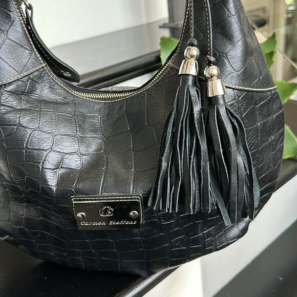 Carmen Steffens leather crocodile embossed hobo shoulder handbag purse like new - Picture 7 of 10